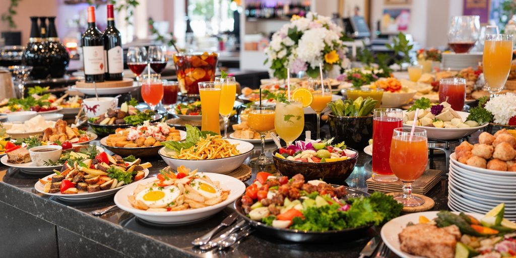 Cateringservice met heerlijke gerechten en stijlvolle drankjes.
